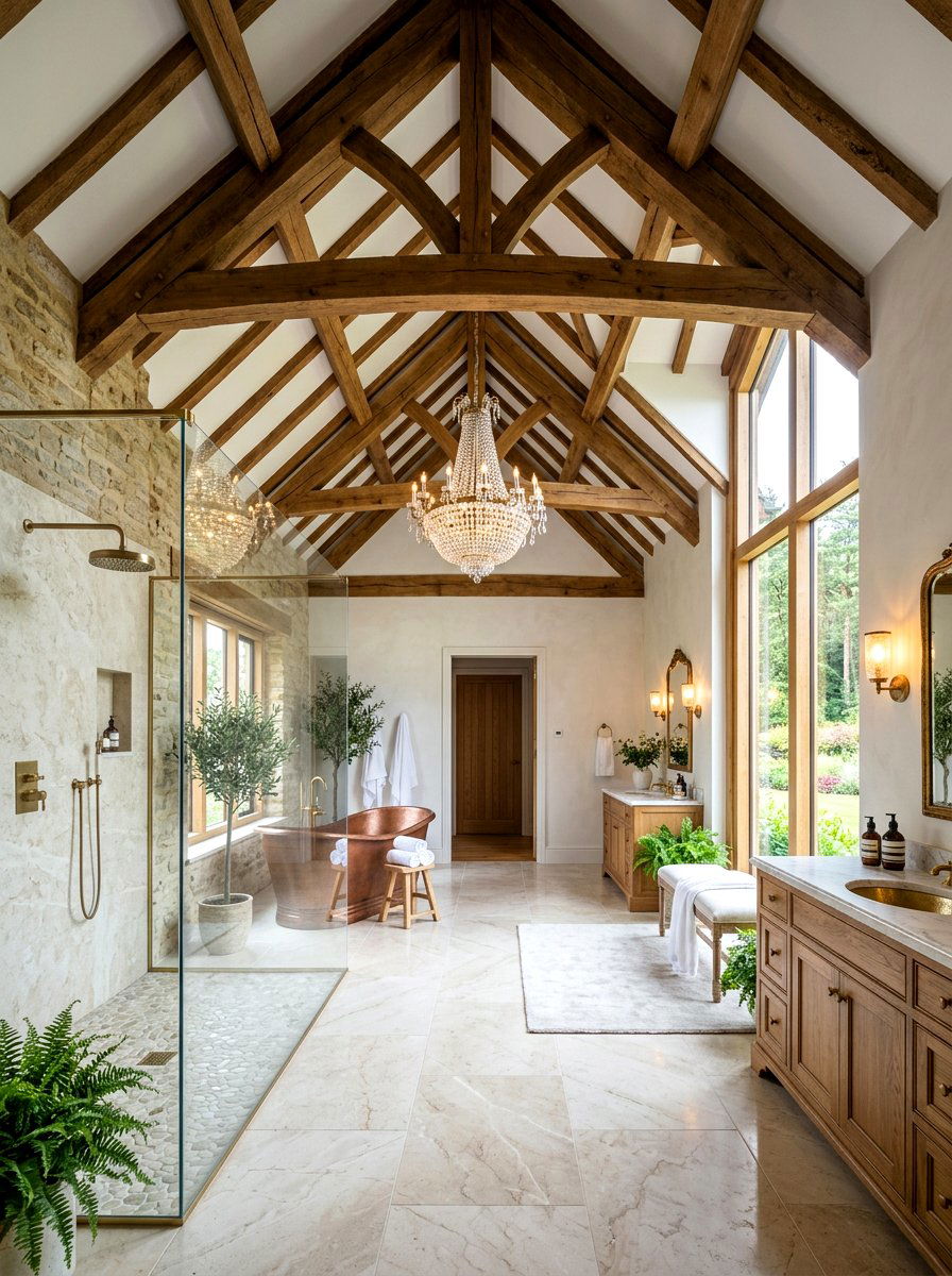 Vaulted ceiling spa bathroom - 30 spa shower bathroom ideas