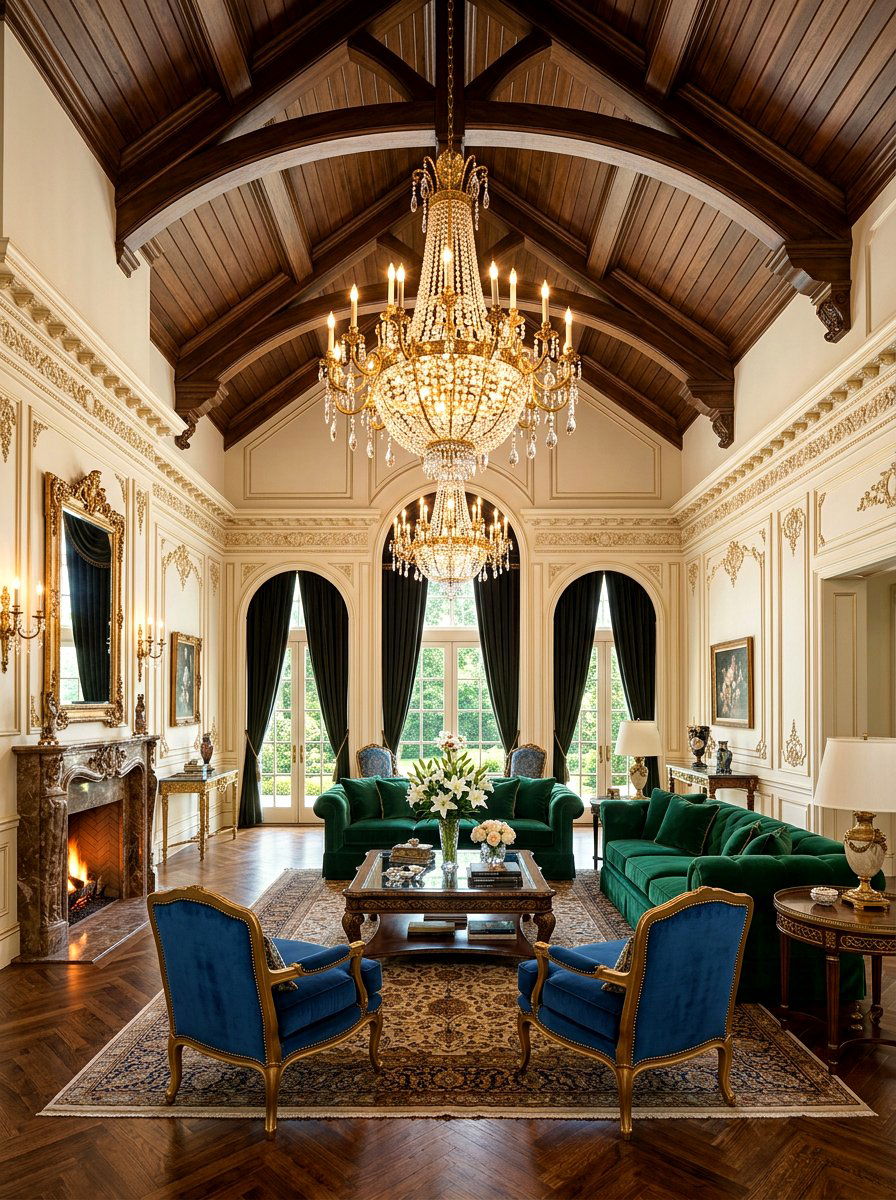 Vaulted ceiling with hanging chandelier - 30 vaulted ceiling ideas