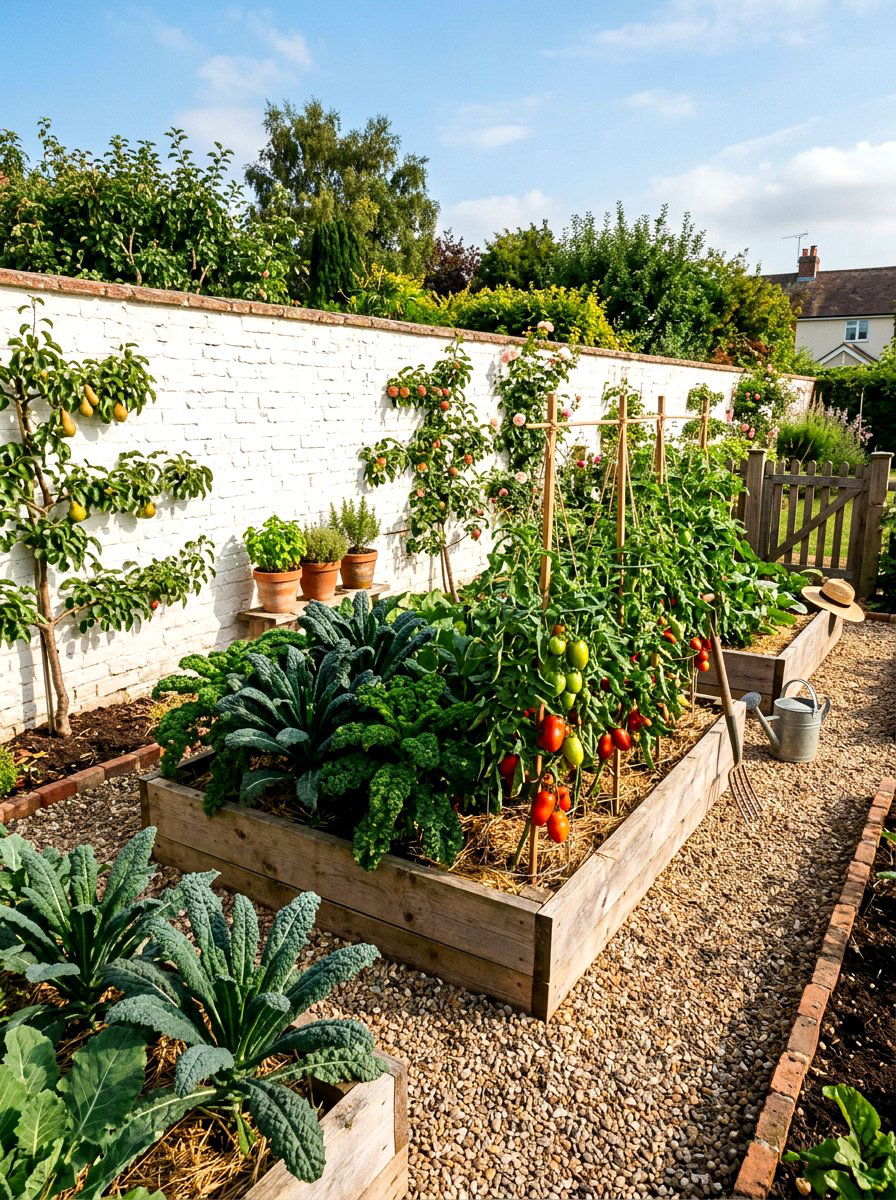 Vegetable Garden Brick Wall - 30 limewashed wall backyard ideas