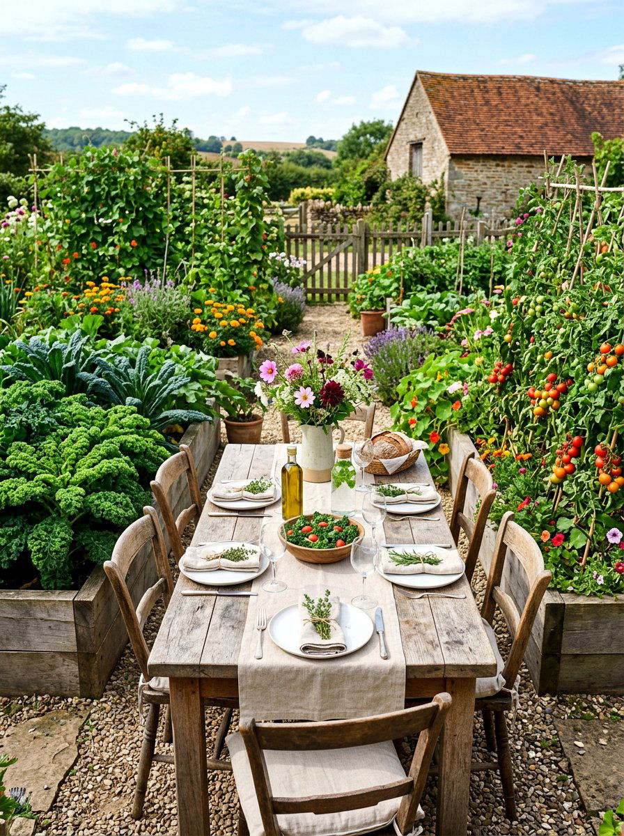 Vegetable Garden Dining Space - 30 backyard entertaining zone ideas