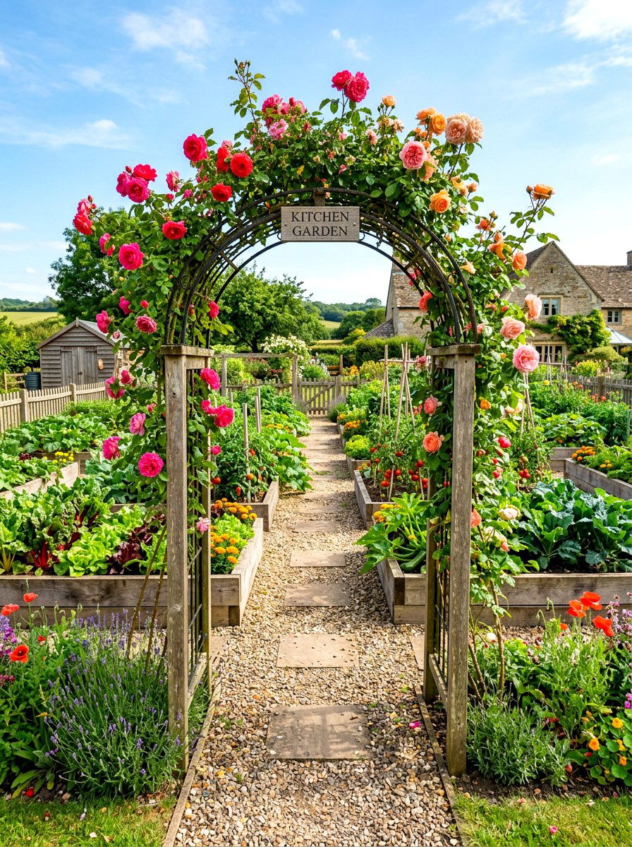 Vegetable Garden Rose Gate - 30 cottage rose arbor ideas