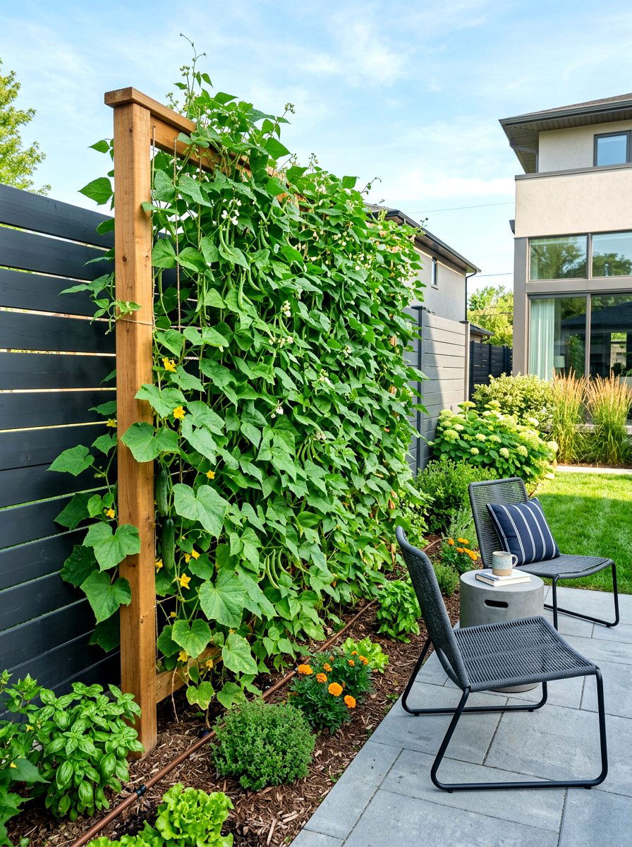 Vegetable Trellis Wall - 30 edible entertaining backyard ideas