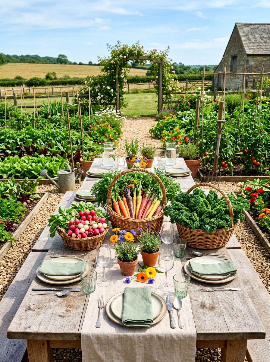 Vegetable patch decor - 30 garden inspired tablescape ideas