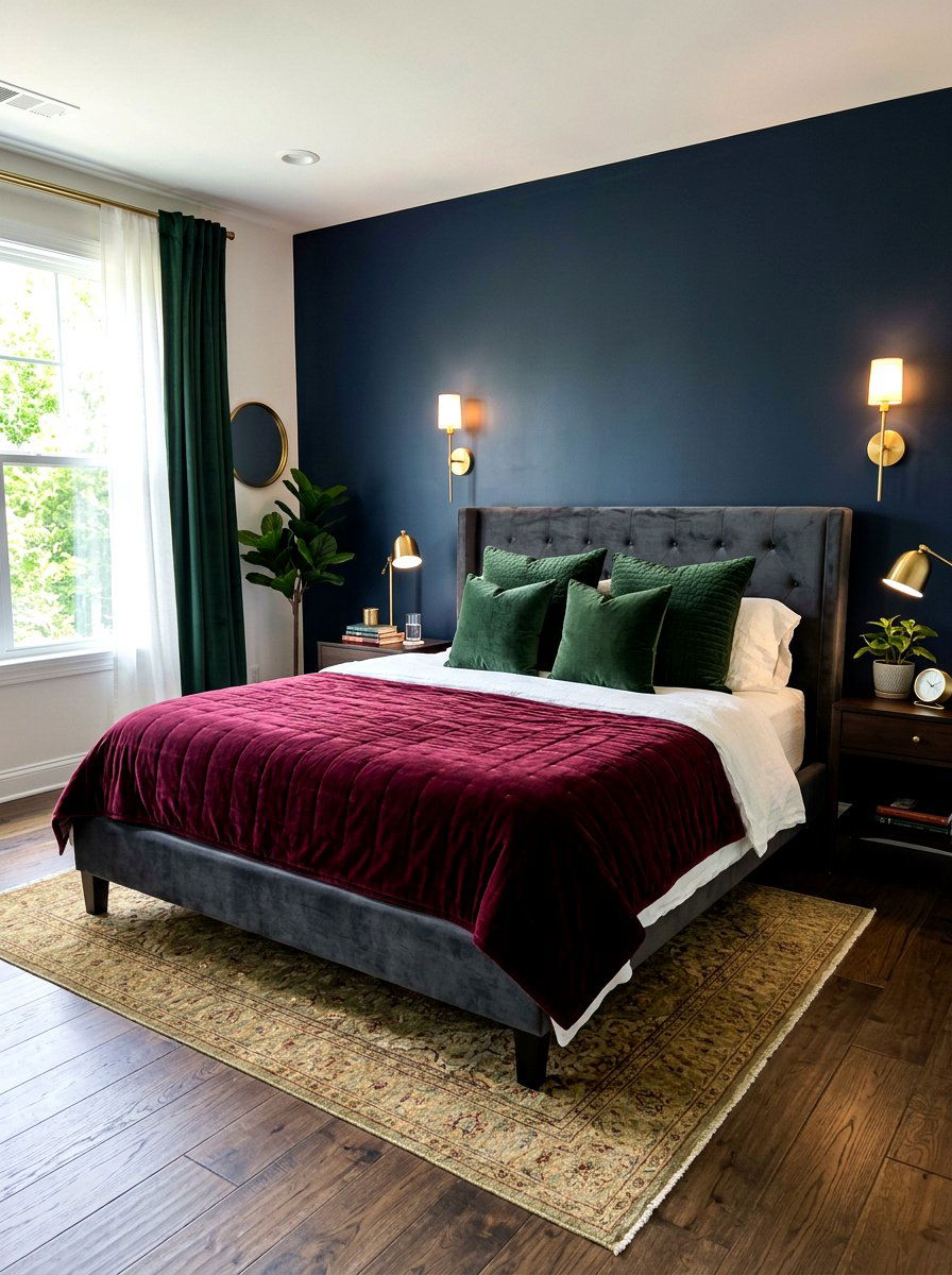 Velvet Accent Bedroom - 30 European bed styling ideas