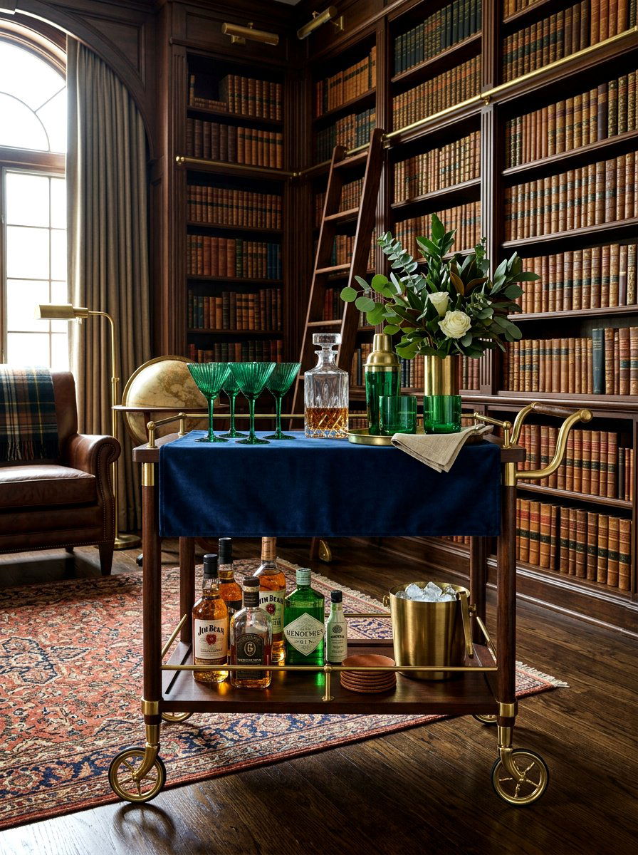 Velvet Accent Cart - 30 champagne cart decor ideas