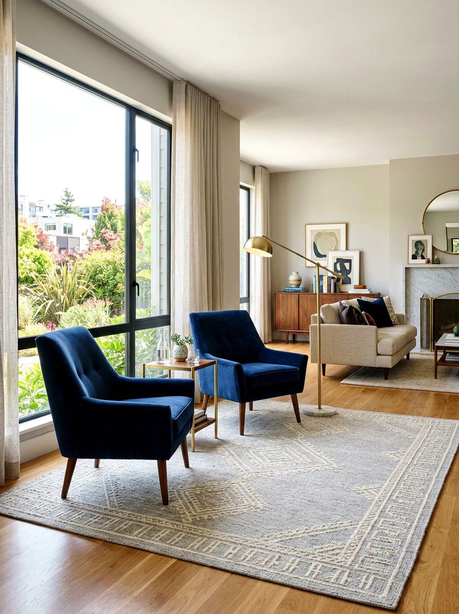 Velvet Accent Chair - 30 layered texture living room ideas