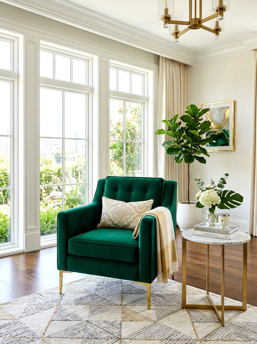 Velvet Accent Chair - 30 sunroom seating ideas