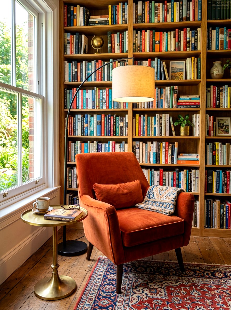 Velvet Accent Chair - 30 cozy apartment corner ideas
