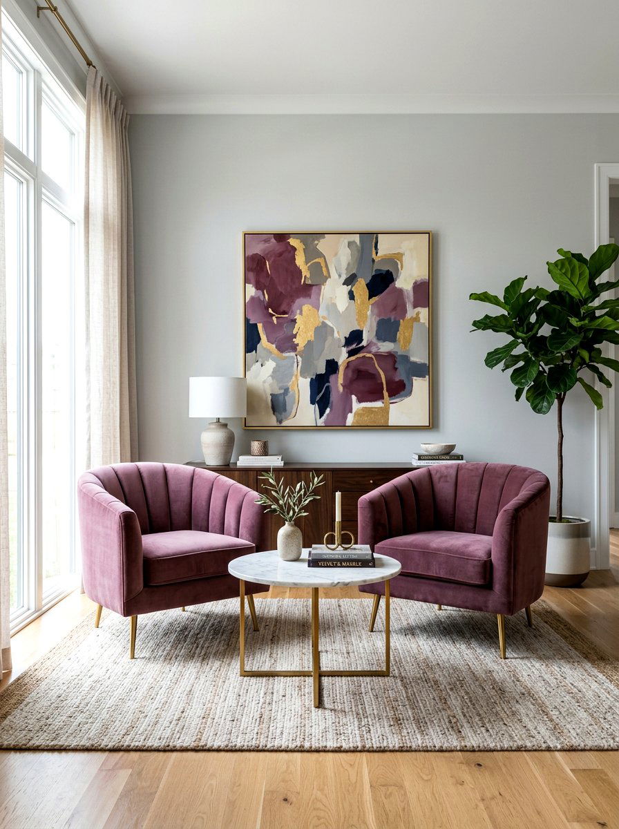 Velvet Accent Chairs - 30 quiet romance home ideas