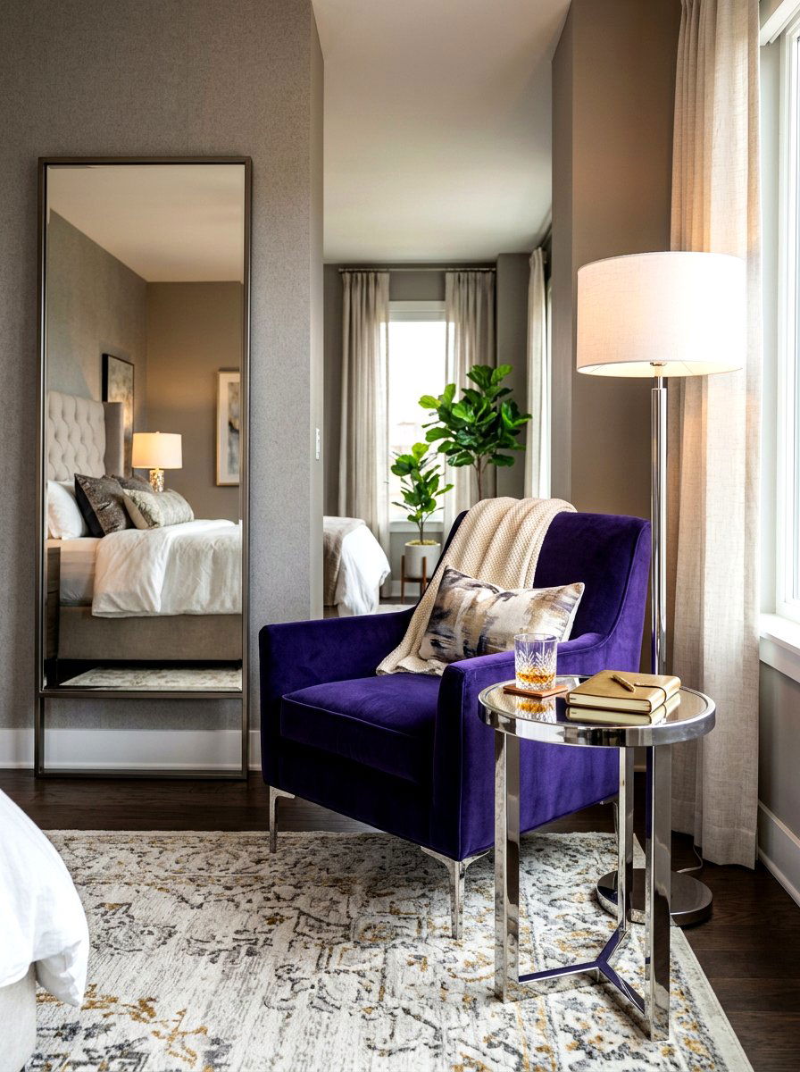 Velvet Armchair Chrome Drink Table Pairing - 30 drink table ideas