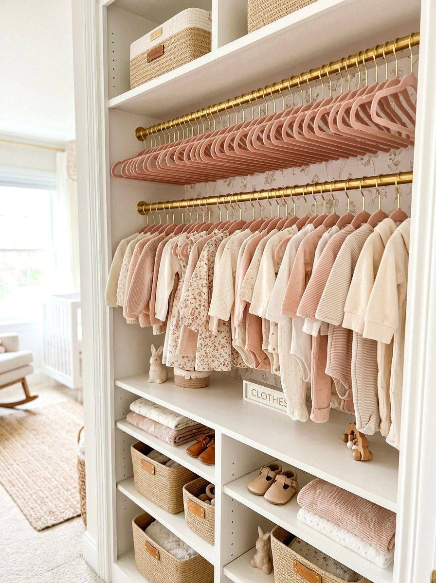 Velvet Baby Hangers - 30 nursery closet organization ideas
