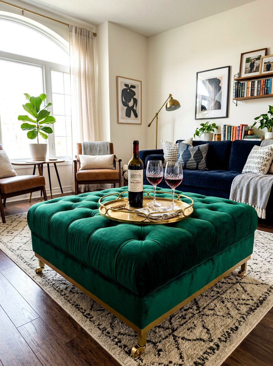Velvet Bar Cart Ottoman - 30 cocktail corner ideas