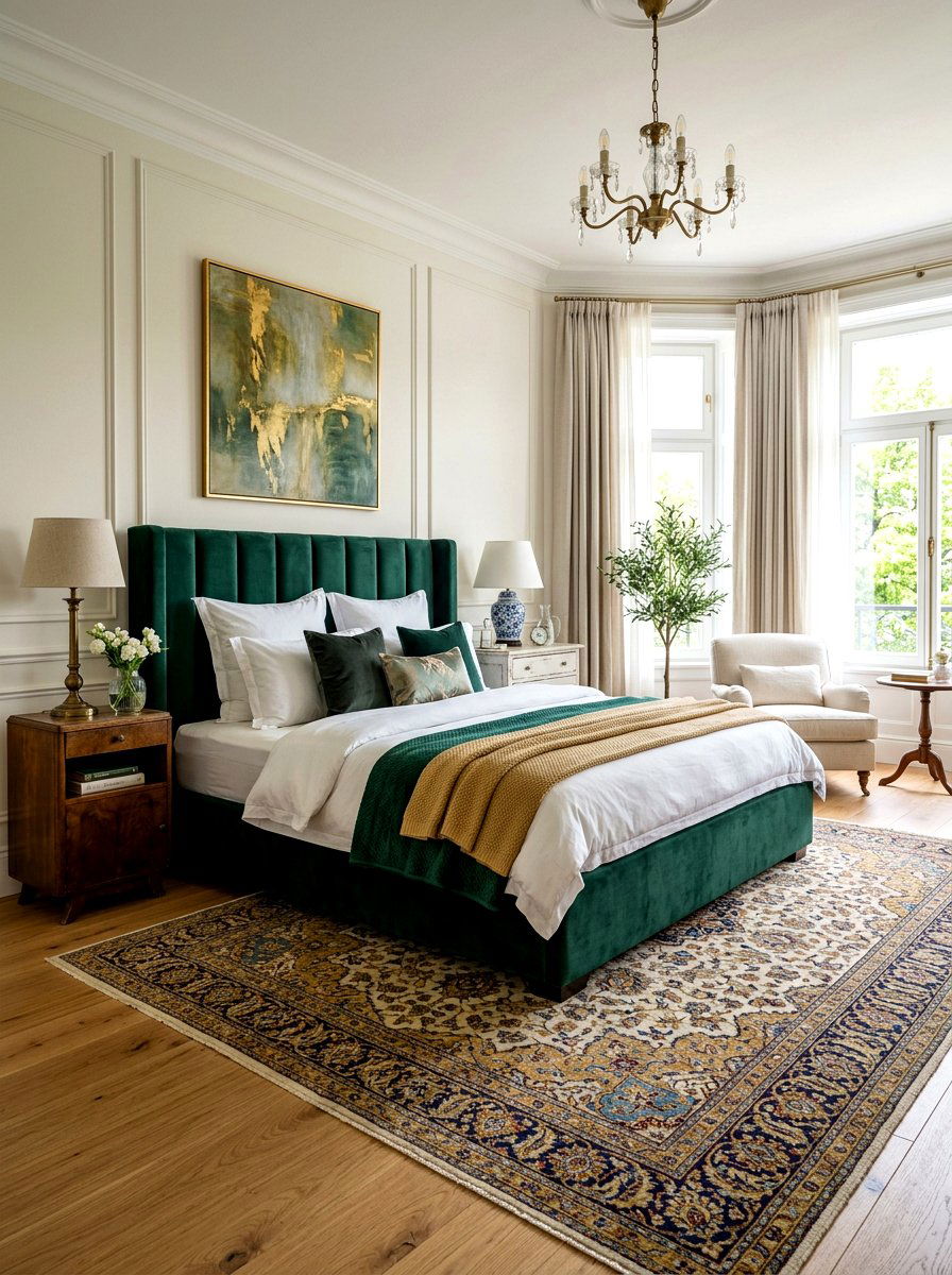 Velvet Bed Frame - 30 maximalist bedroom ideas