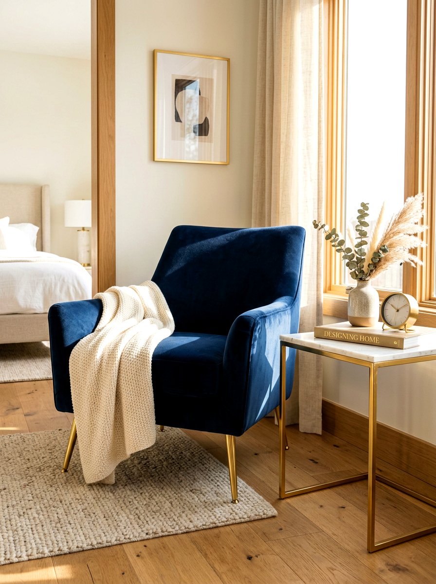 Velvet Bedroom Chair - 30 hotel style bedroom ideas