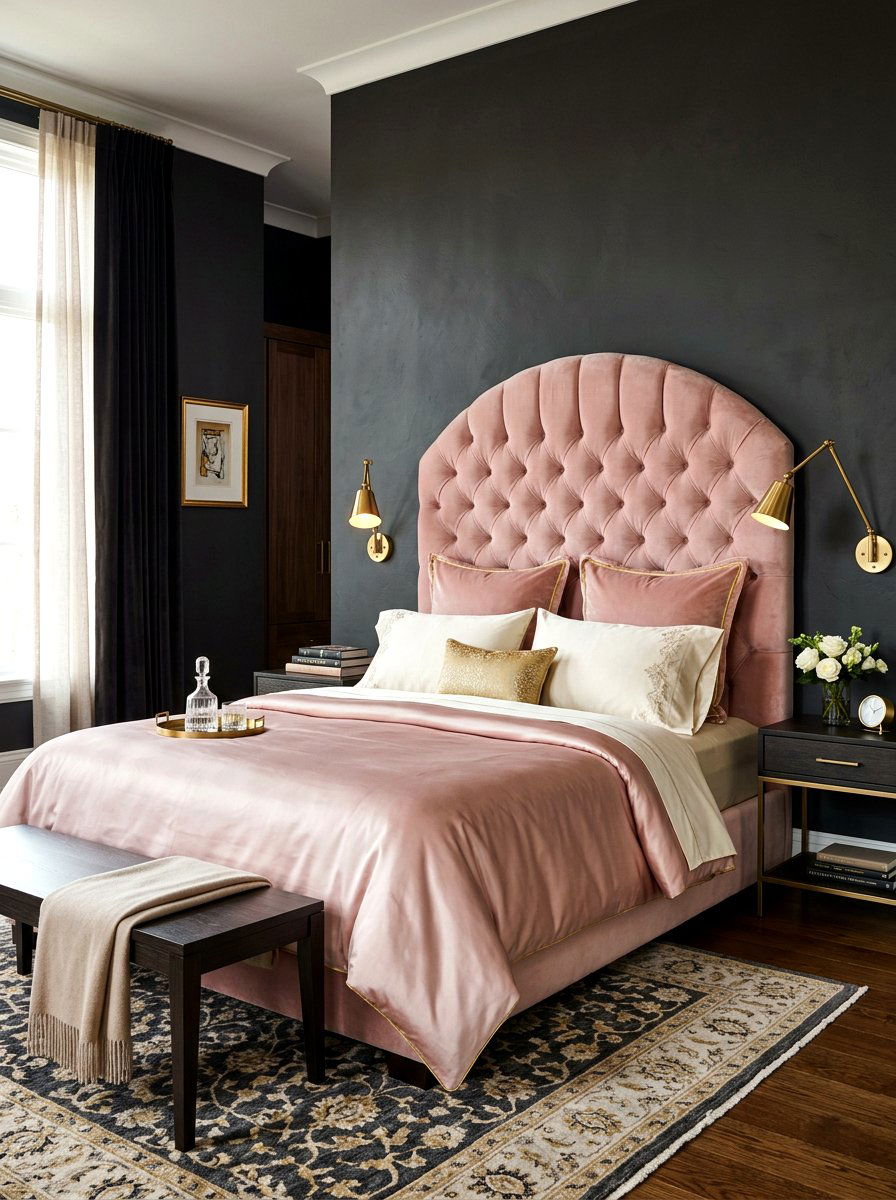 Velvet Blush Headboard - 30 clay and blush bedroom ideas