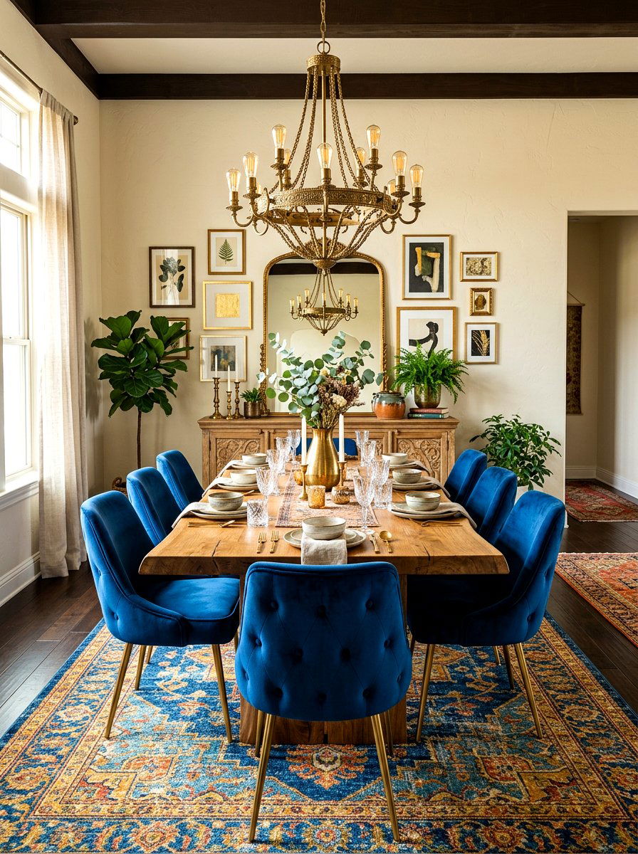 Velvet Boho Dining Room - 30 boho dining room ideas