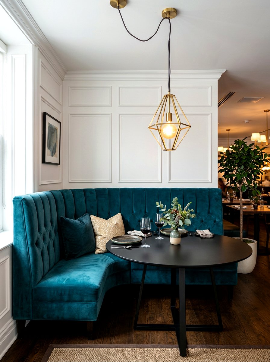 Velvet Booth Seating - 30 apartment breakfast nook ideas