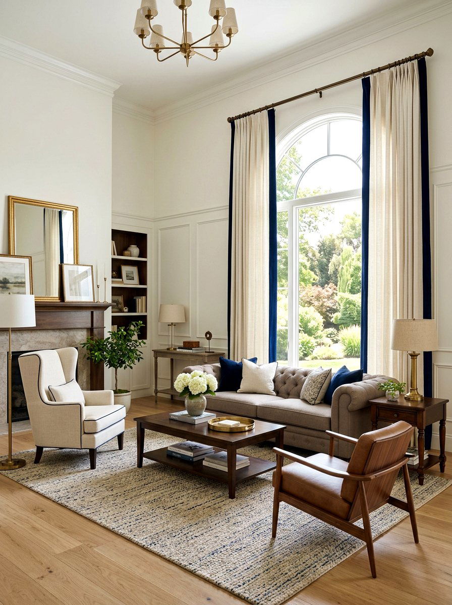 Velvet Border Curtains - 30 statement drapes living room ideas