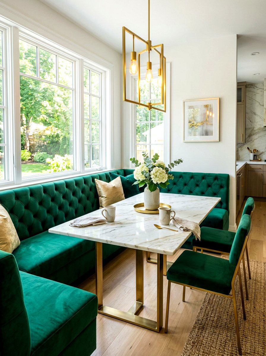 Velvet Breakfast Nook - 30 breakfast room decor ideas