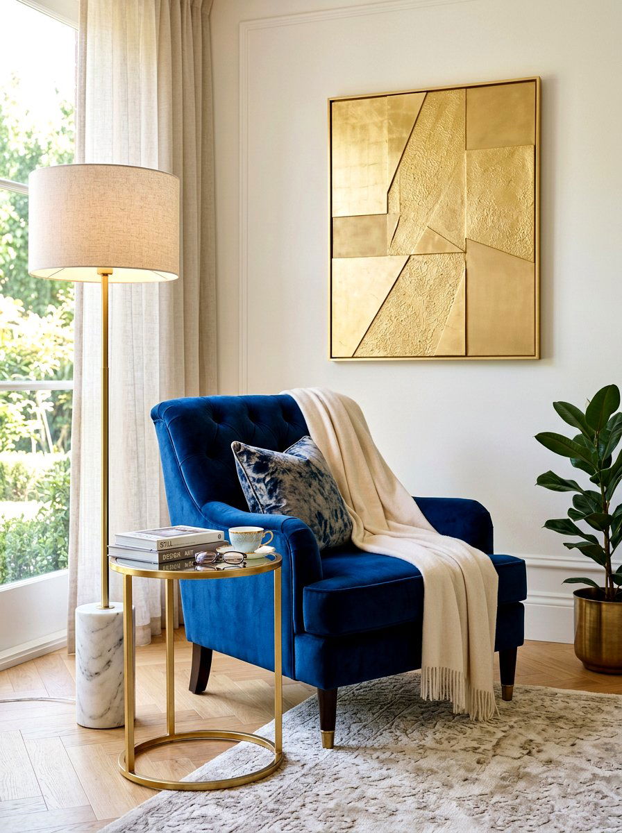 Velvet Chair Reading Nook - 30 reading nook ideas