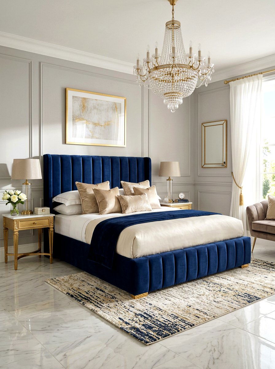 Velvet Channel Tufted Bed - 30 channel tufted bed ideas