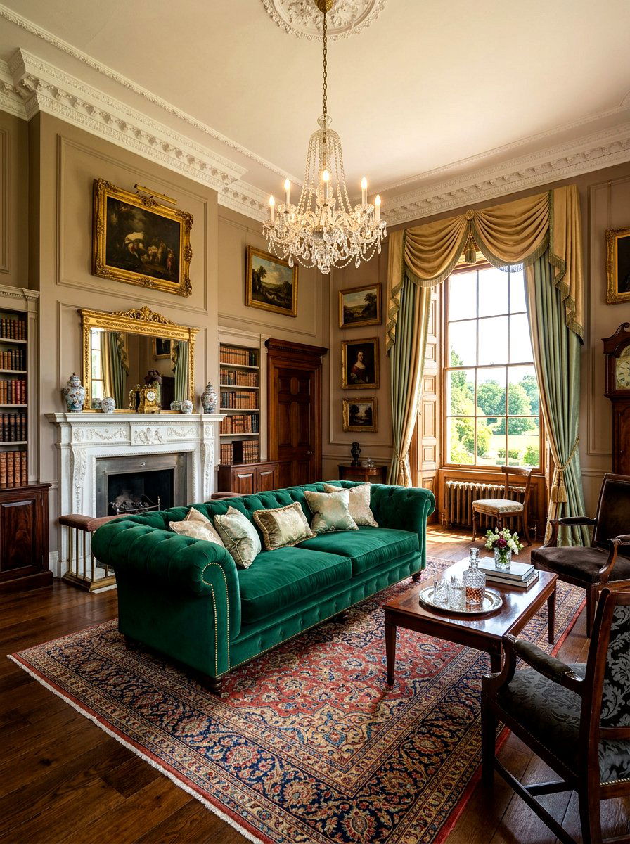 Velvet Chesterfield Sofa - 30 old money apartment decor ideas
