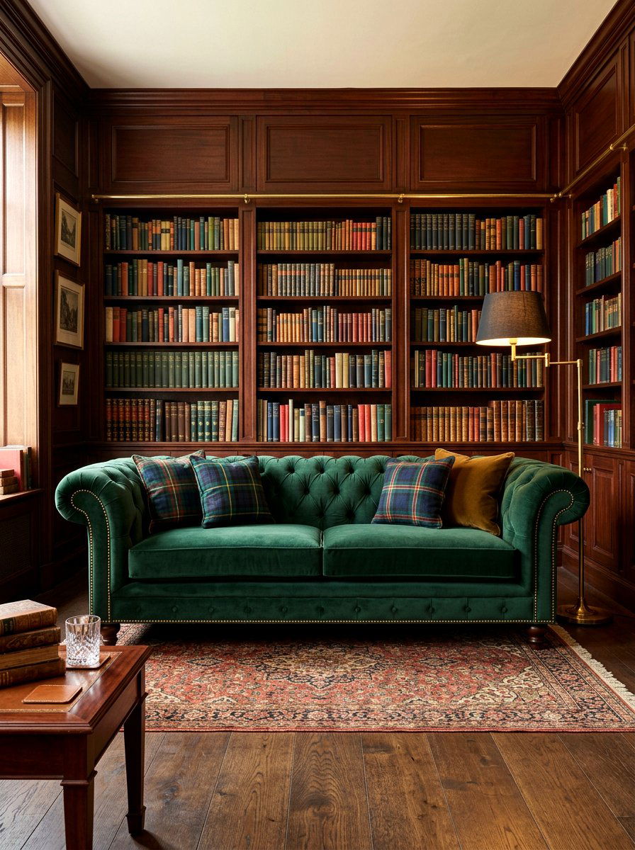Velvet Chesterfield Sofa - 30 English country living room ideas