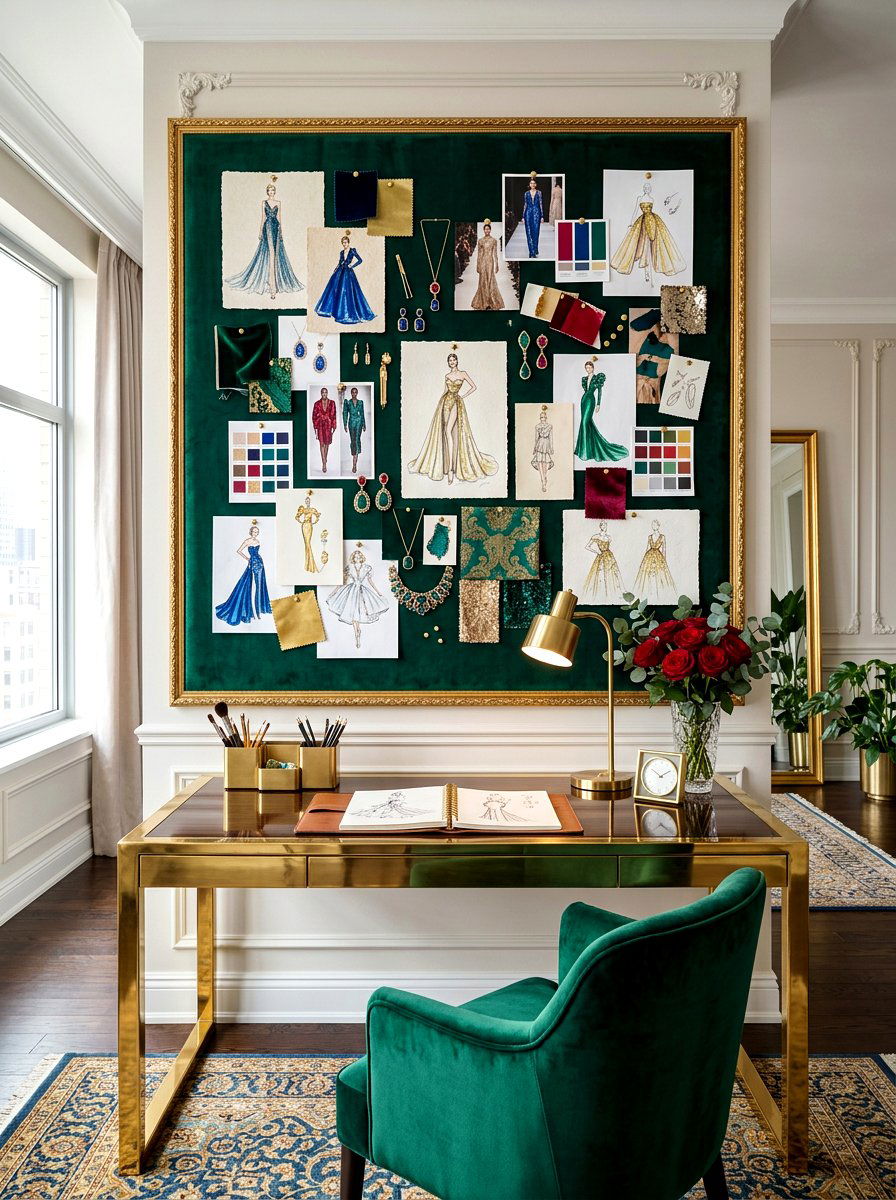 Velvet Covered Board - 30 office pinboard ideas