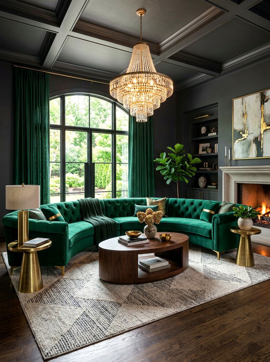 Velvet Curved Sectional Living Room - 30 curved sectional living room ideas