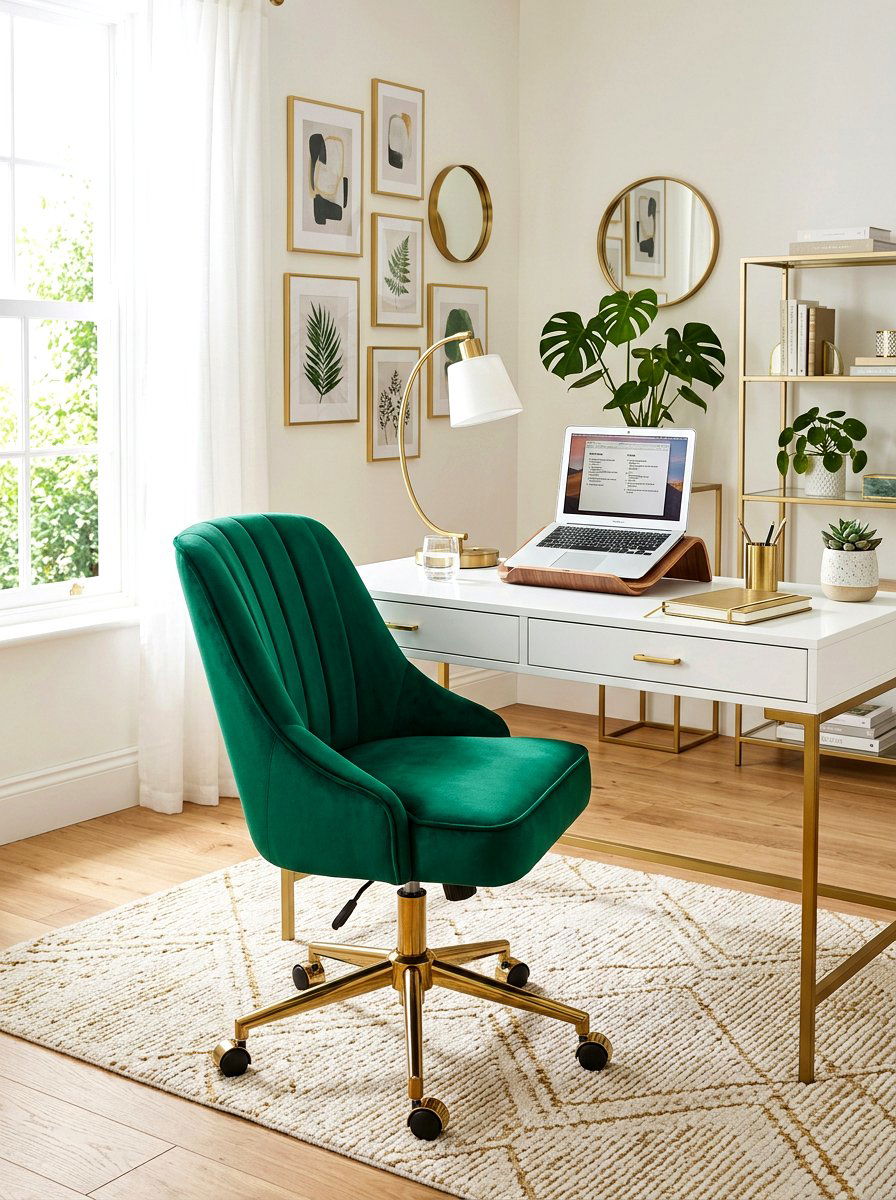 Velvet Desk Chair - 30 writing desk nook ideas