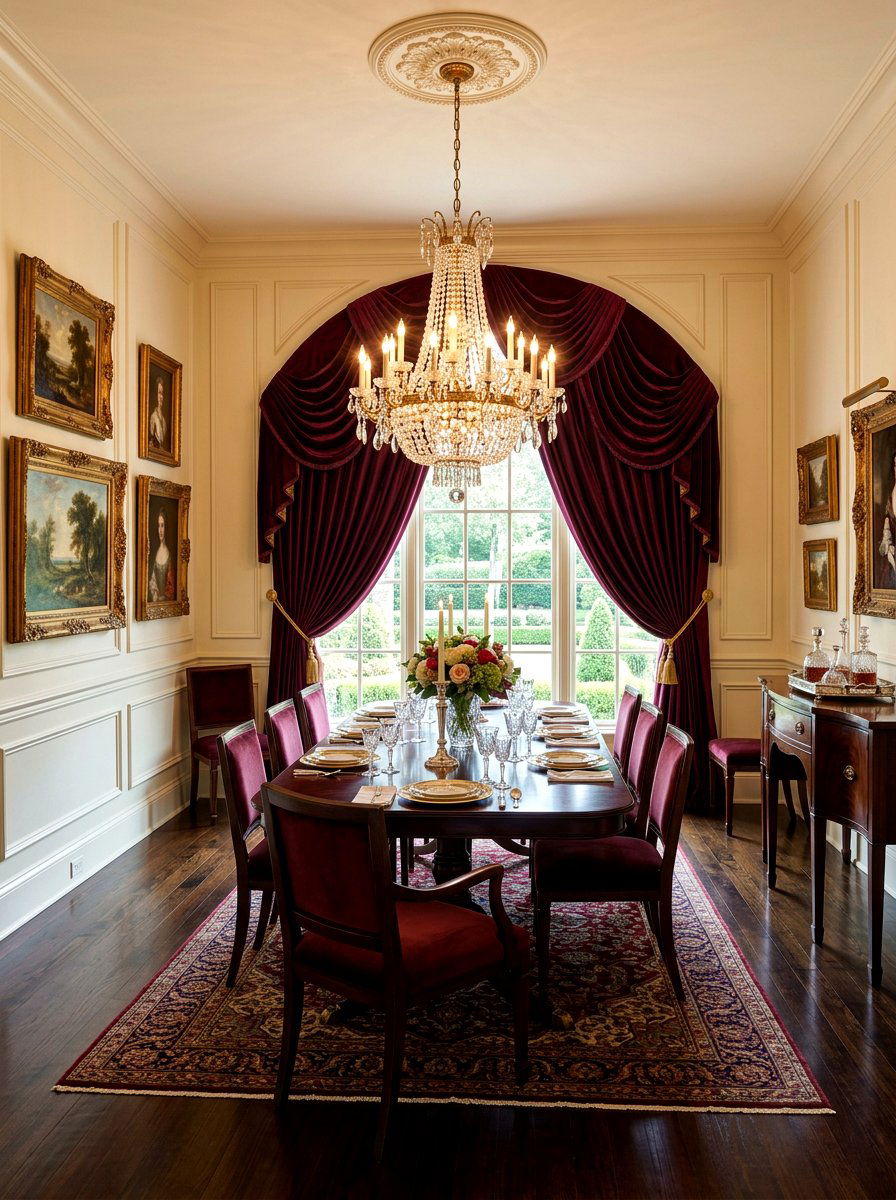 Velvet Dining Room Curtains - 30 dining room draped curtains ideas