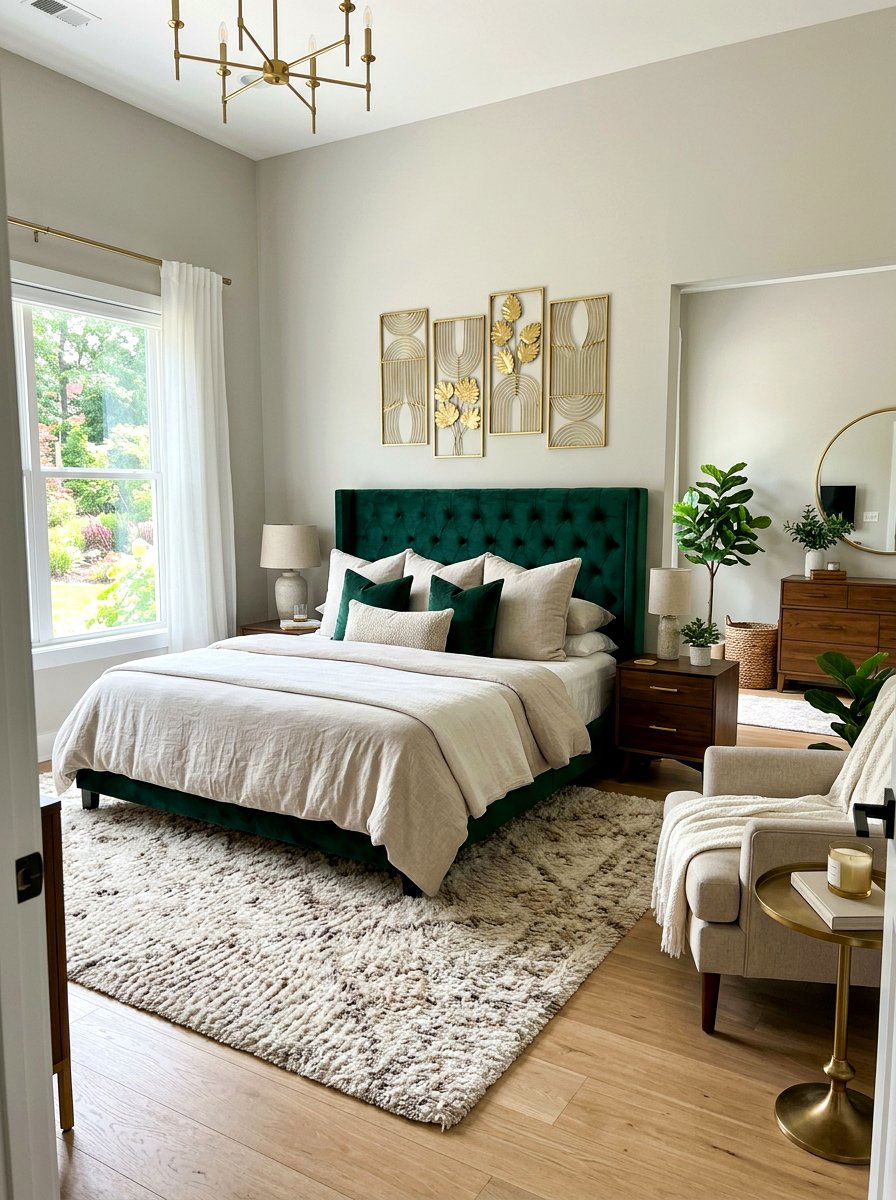 Velvet Fabric Headboard - 30 elevated bedscape ideas