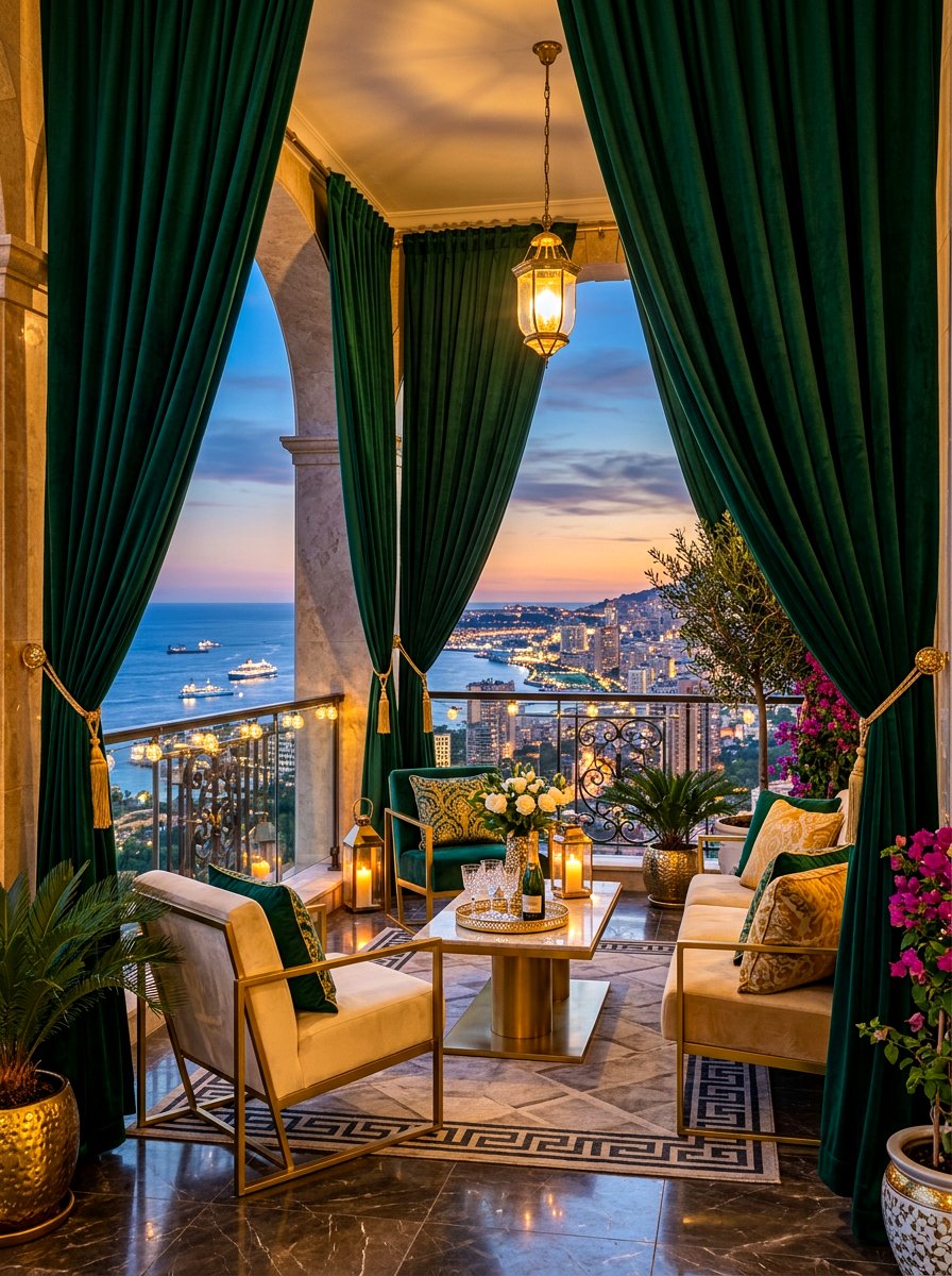 Velvet Feel Outdoor Drapes - 30 balcony privacy curtain ideas aesthetic