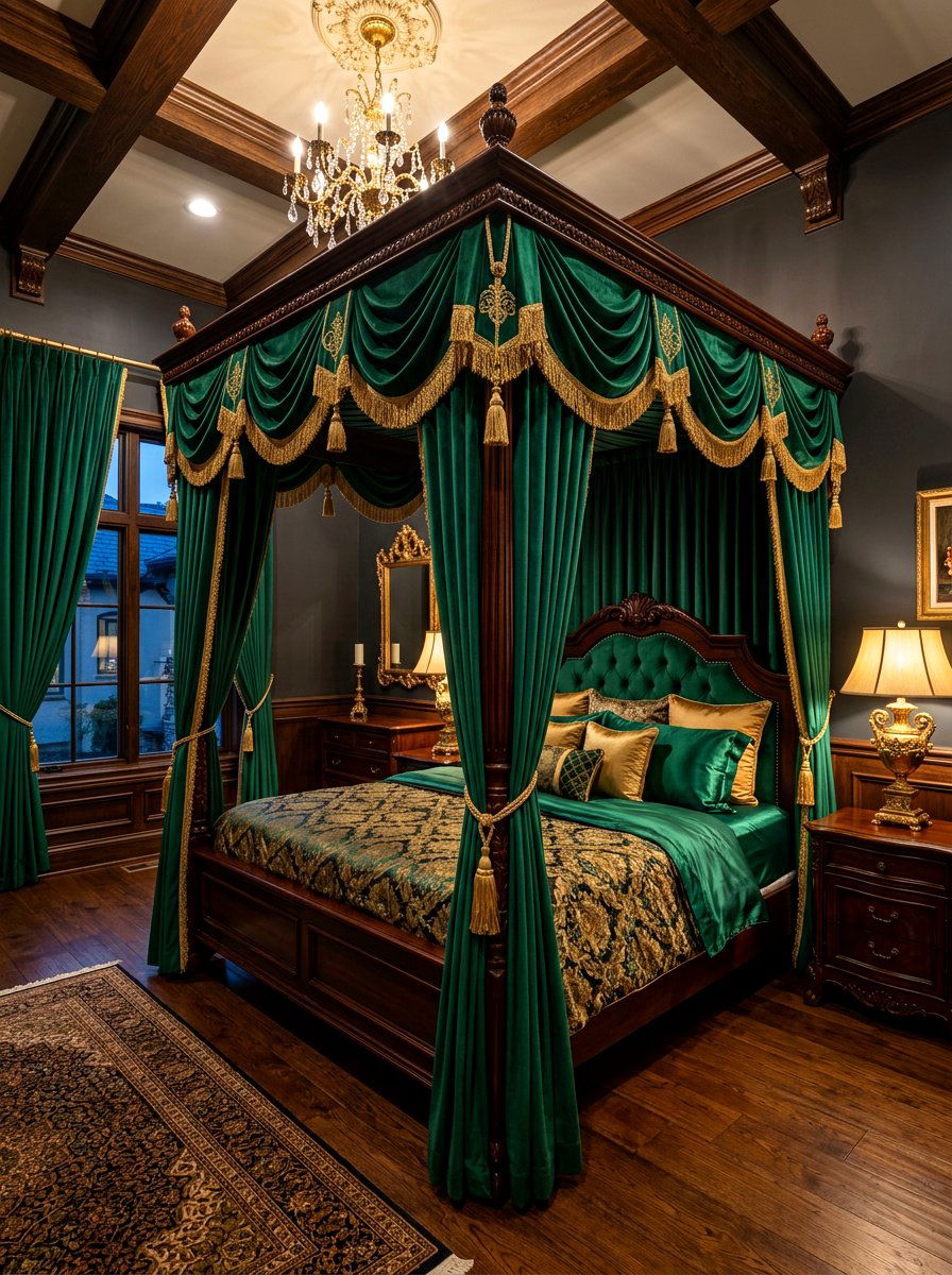 Velvet Four Poster Bed - 30 canopy drape bed ideas