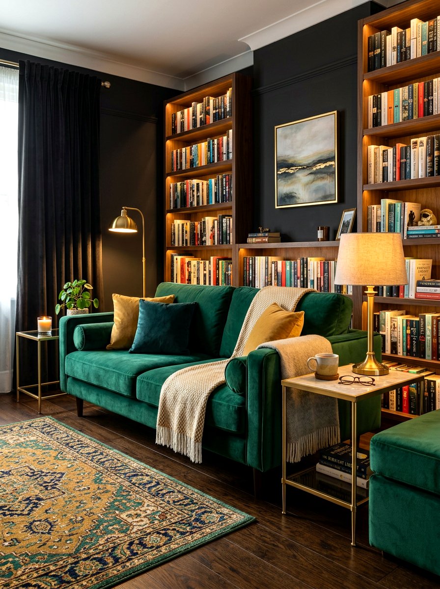 Velvet Furniture Reading Space - 30 reading room aesthetic ideas