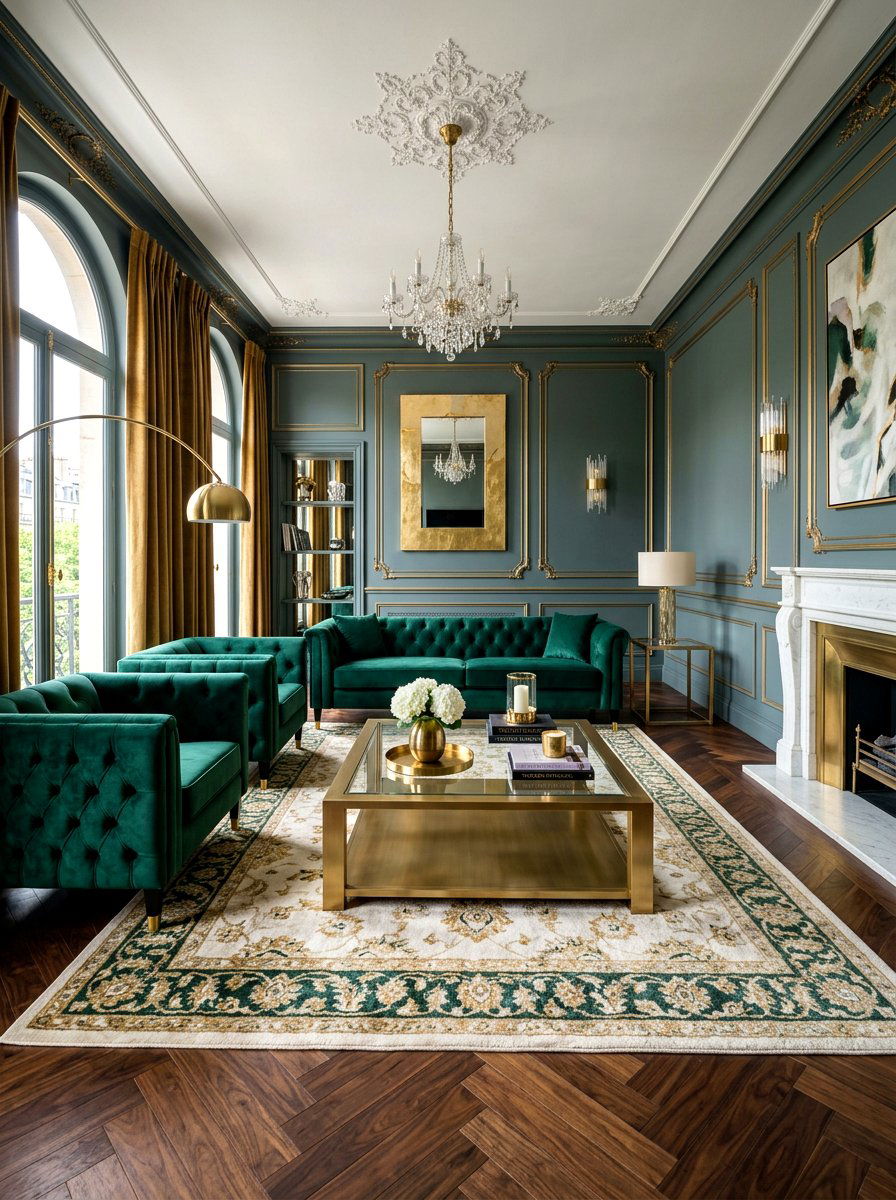 Velvet Furniture Set - 30 tall ceiling living room ideas