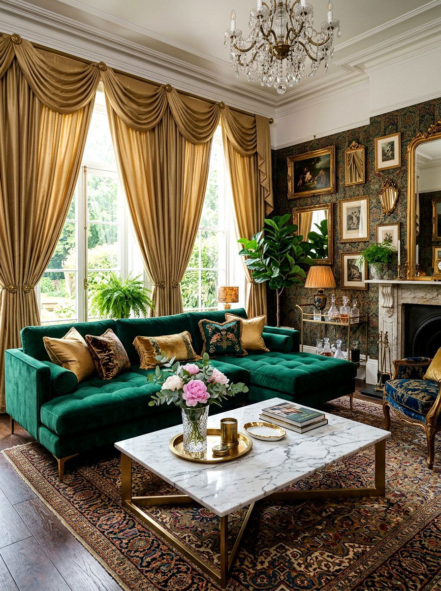 Velvet Furniture Styling - 30 anti minimal living room ideas