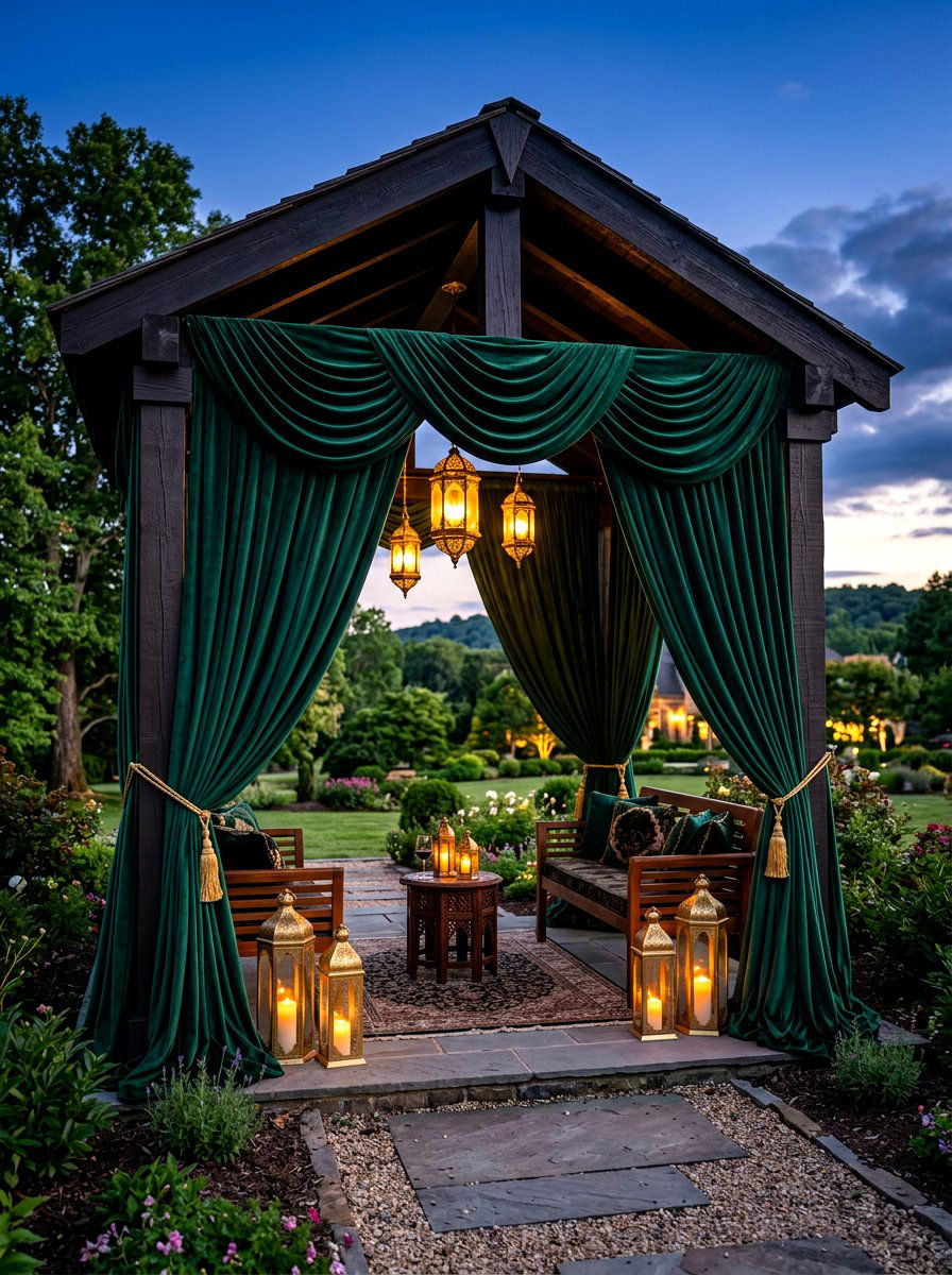Velvet Gazebo Drapery - 30 gazebo curtain ideas