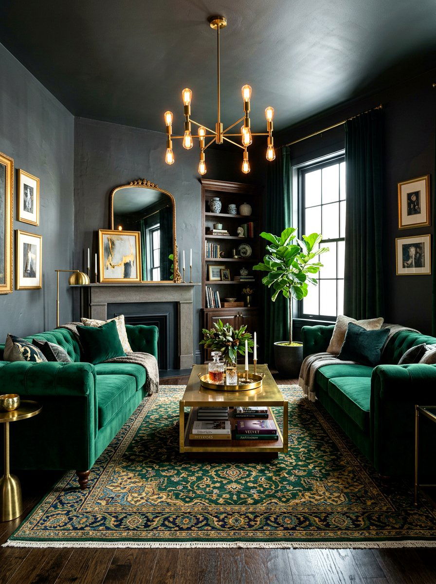 Velvet Green Sofa Pair - 30 living room sofa pair ideas