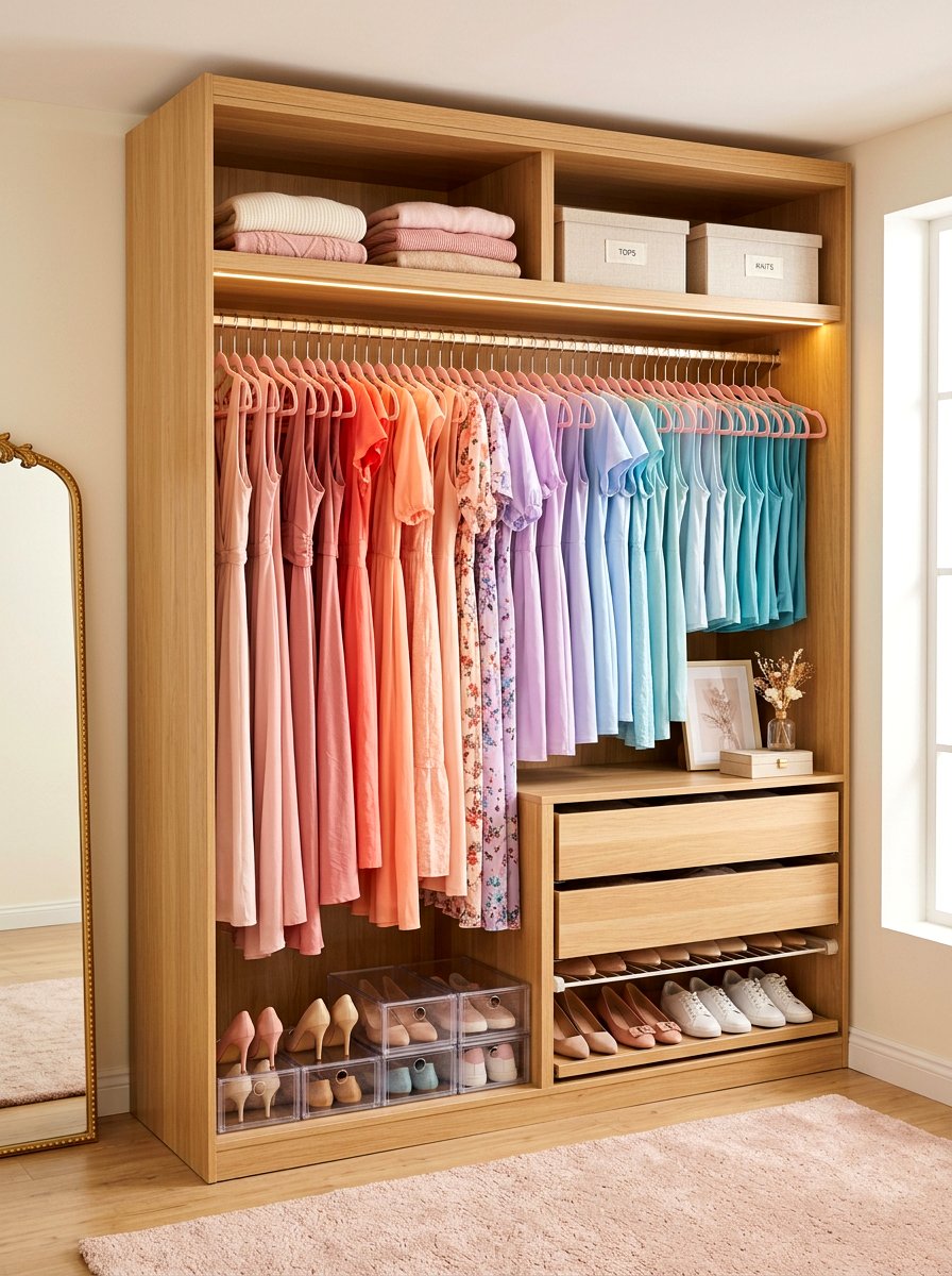 Velvet Hanger Organized Closet - 30 open closet aesthetic ideas