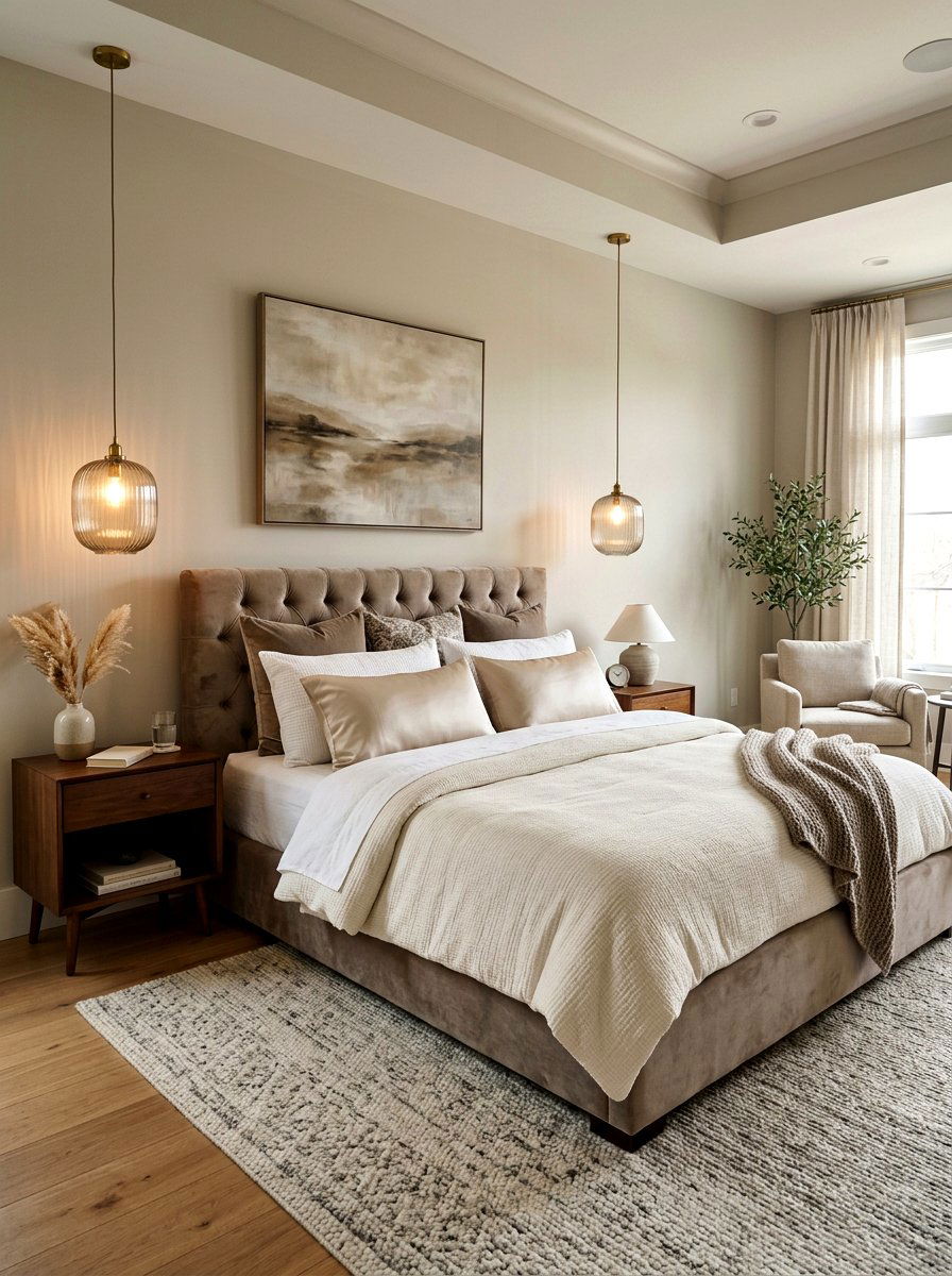 Velvet Headboard Bedroom - 30 soft luxury bedroom ideas