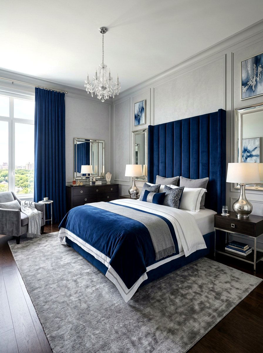 Velvet Headboard Bedroom - 30 art deco bedroom ideas