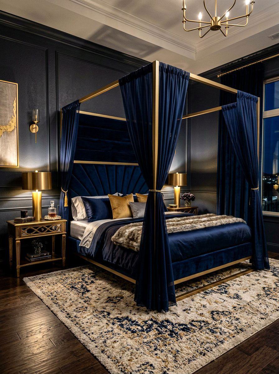 Velvet Headboard Canopy Bed - 30 canopy bed ideas