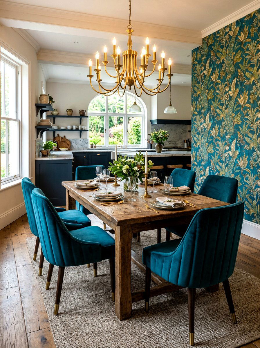 Velvet Kitchen Chairs - 30 maximalist kitchen ideas