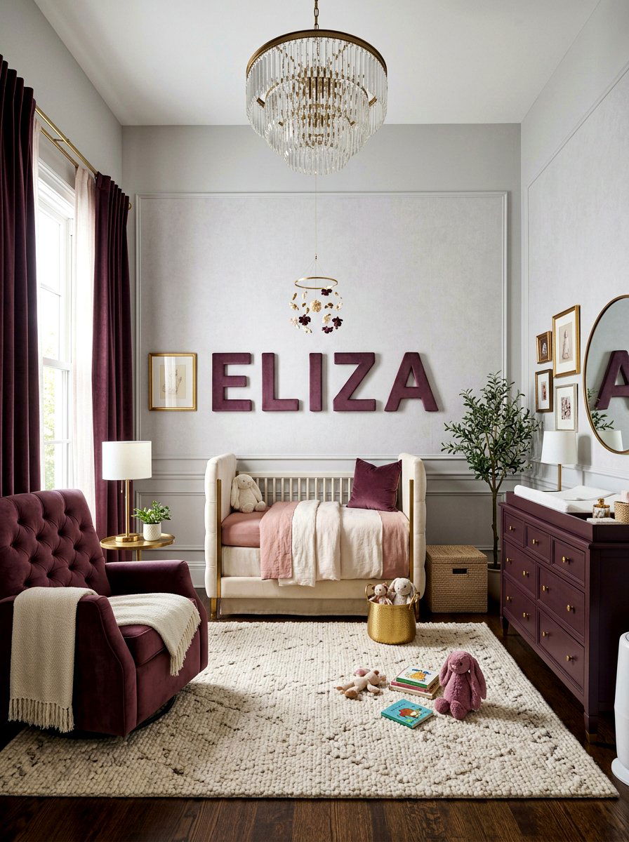 Velvet Letter Sign - 30 nursery name wall ideas