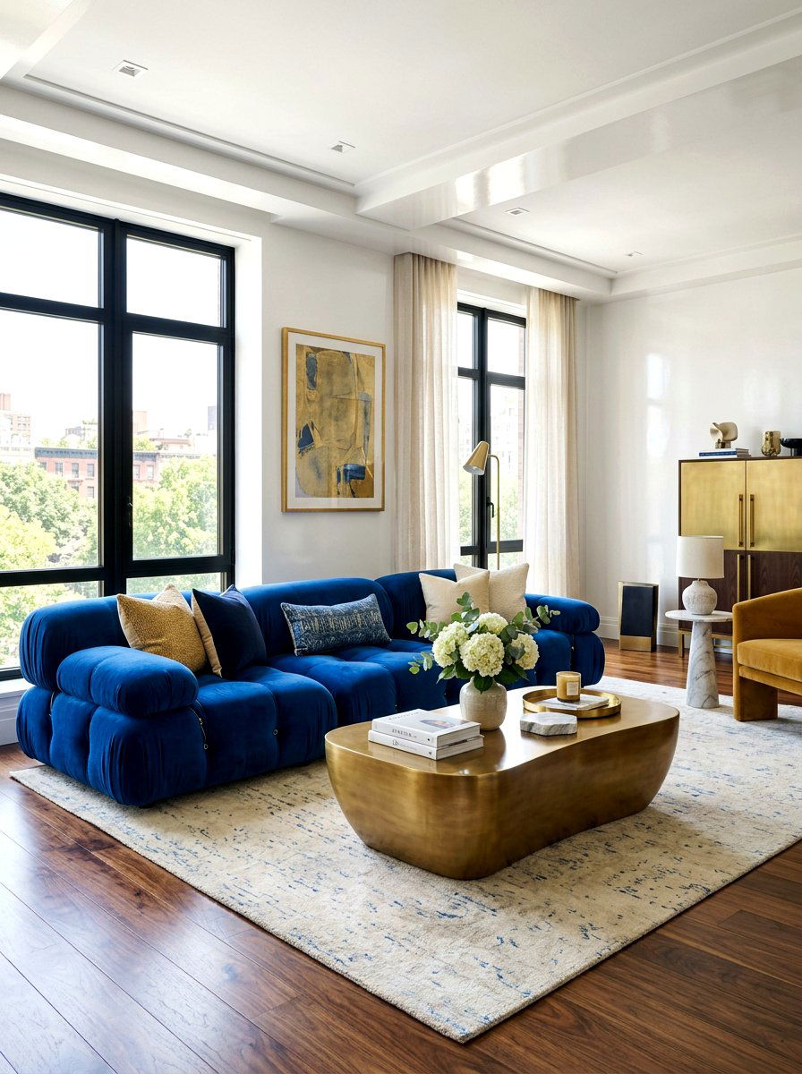 Velvet Living Room - 30 cloud couch living room ideas