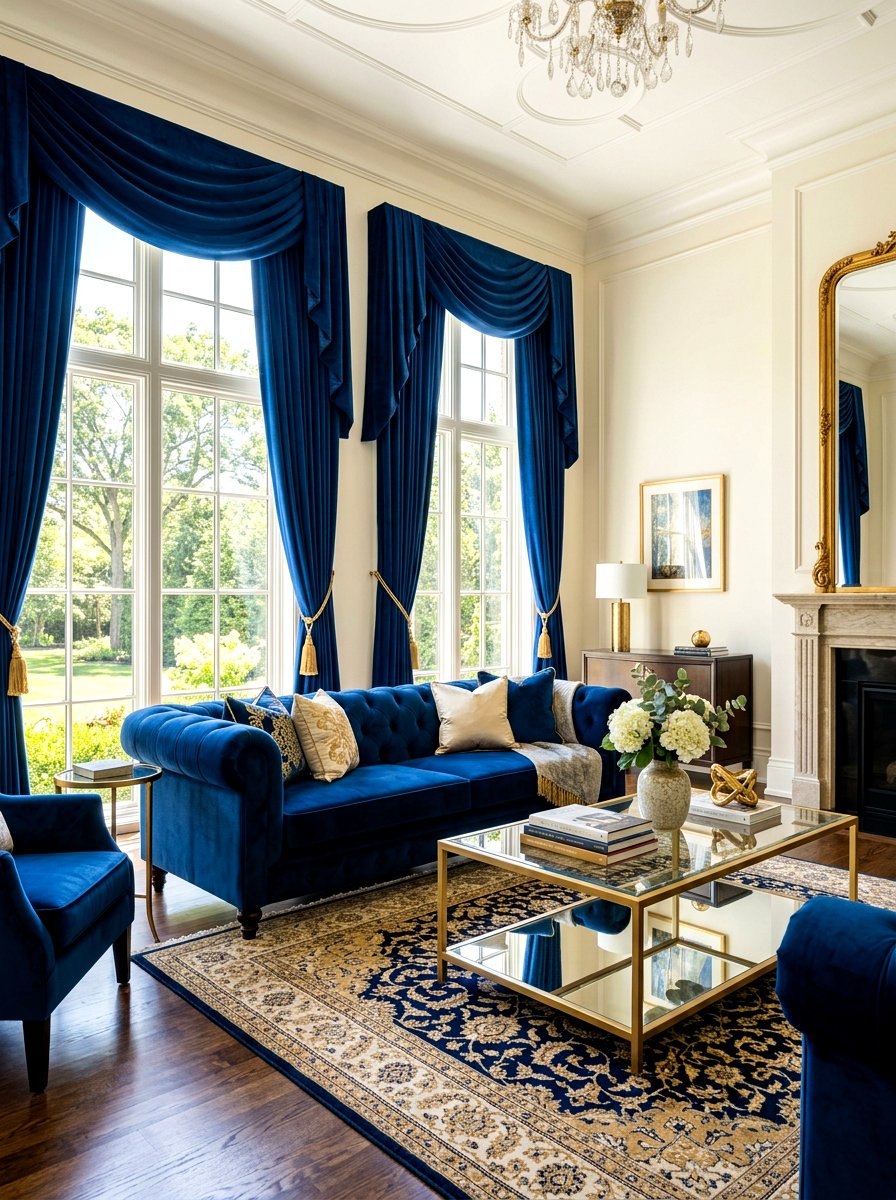 Velvet Living Room Drapes - 30 statement drapes living room ideas