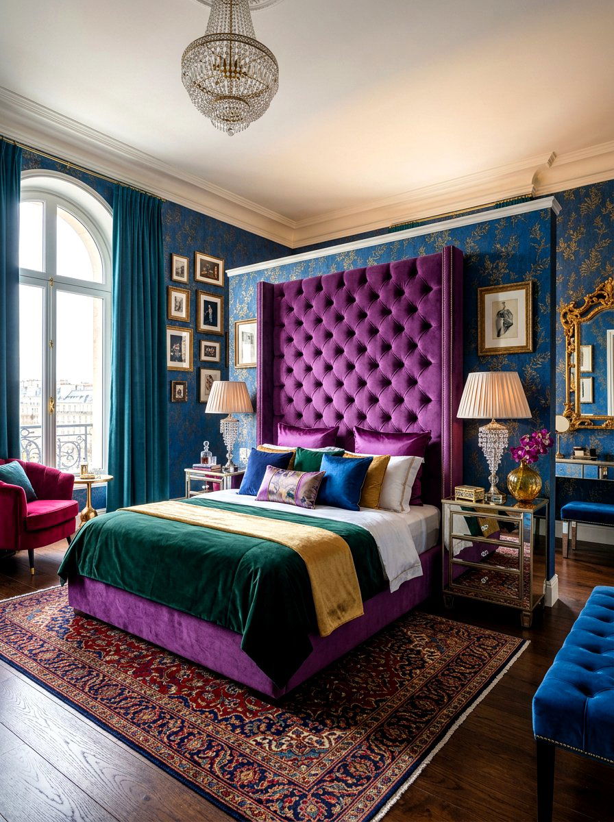Velvet Luxe Eclectic Bedroom - 30 eclectic bedroom ideas