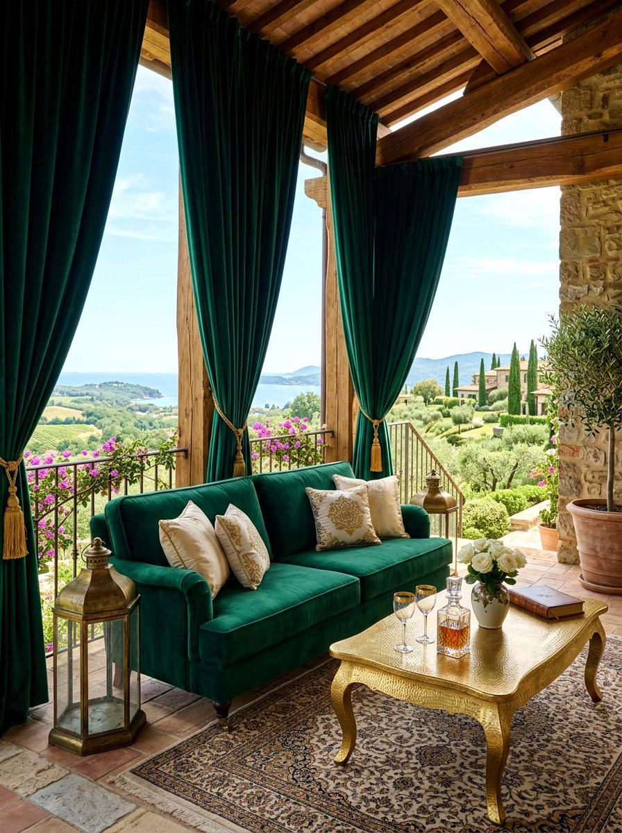 Velvet Luxury Balcony Curtains - 30 balcony privacy curtain ideas