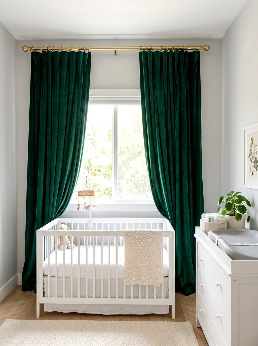 Velvet Nursery Curtains - 30 vintage baby room ideas